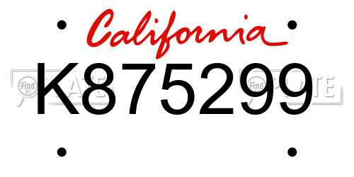 K875299 California License Plate