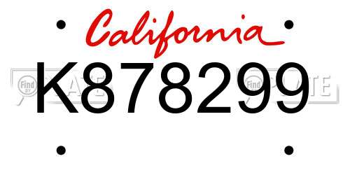 K878299 California License Plate