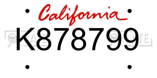 K878799 California License Plate
