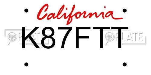 K87FTT California License Plate