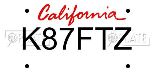 K87FTZ California License Plate