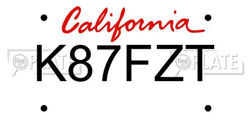 K87FZT California License Plate