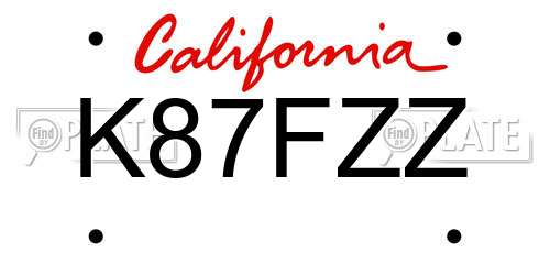 K87FZZ California License Plate