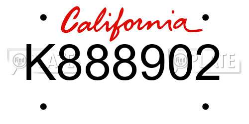 K888902 California License Plate