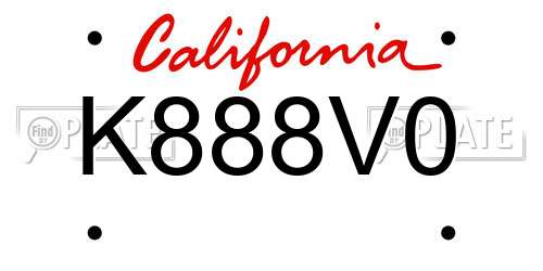 K888V0 California License Plate