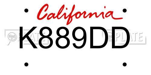 K889DD California License Plate