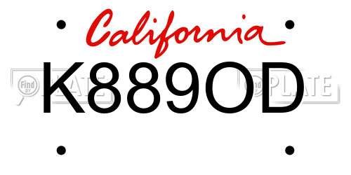 K889OD California License Plate