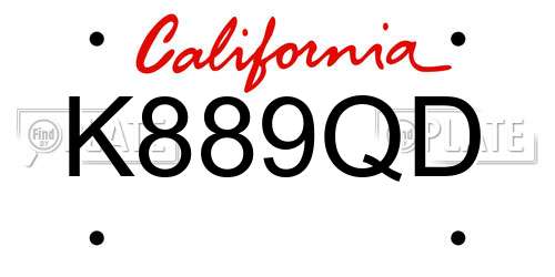 K889QD California License Plate