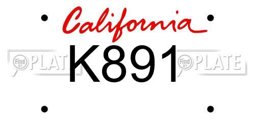 K891 California License Plate