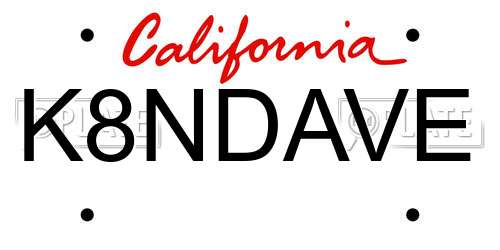 K8NDAVE California License Plate