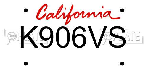K906VS California License Plate