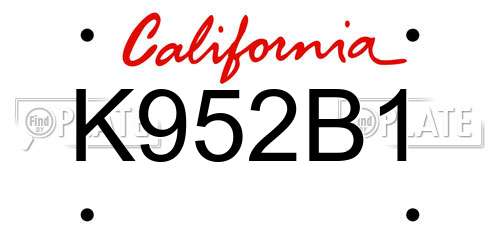 K952B1 California License Plate