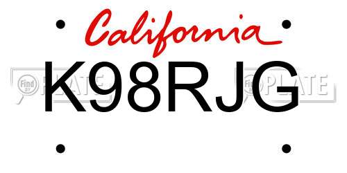 K98RJG California License Plate