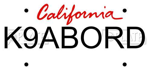 K9ABORD California License Plate