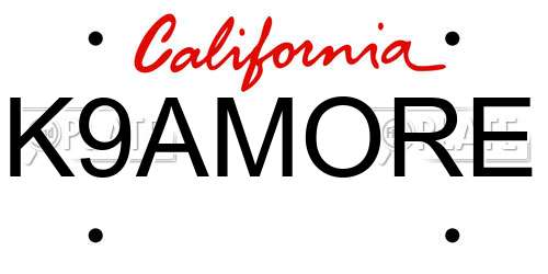 K9AMORE California License Plate