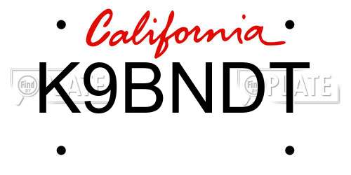 K9BNDT California License Plate