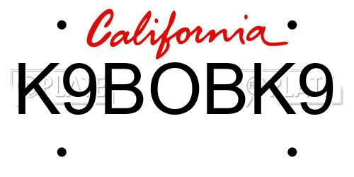 K9BOBK9 California License Plate