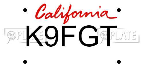 K9FGT California License Plate