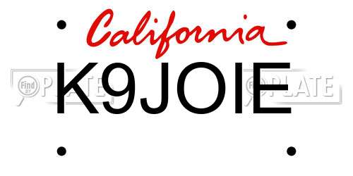 K9JOIE California License Plate
