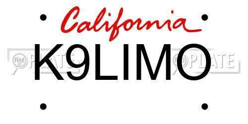 K9LIMO California License Plate