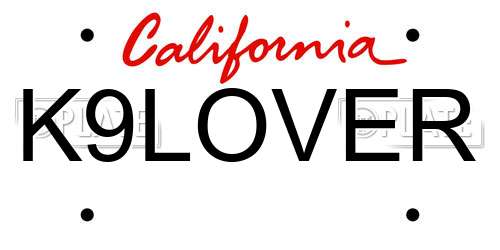 K9LOVER California License Plate