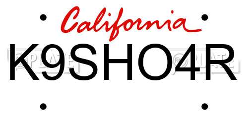 K9SHO4R California License Plate