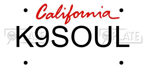 K9SOUL California License Plate