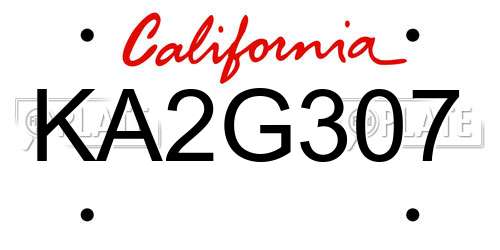 KA2G307 California License Plate