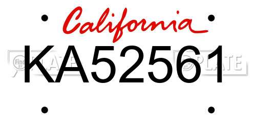 KA52561 California License Plate