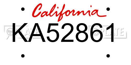 KA52861 California License Plate