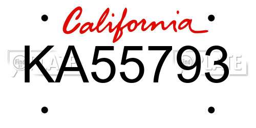 KA55793 California License Plate
