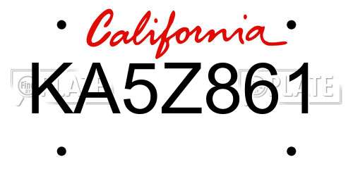 KA5Z861 California License Plate