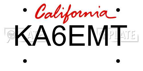 KA6EMT California License Plate