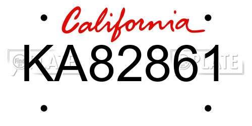 KA82861 California License Plate