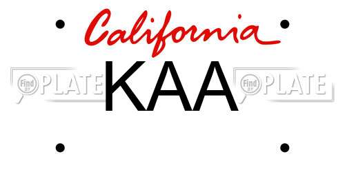 KAA California License Plate