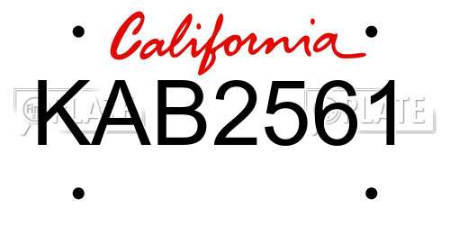 KAB2561 California License Plate
