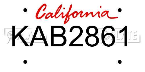 KAB2861 California License Plate