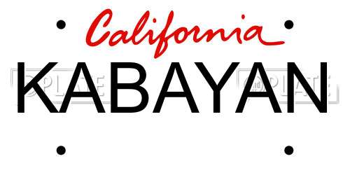 KABAYAN California License Plate