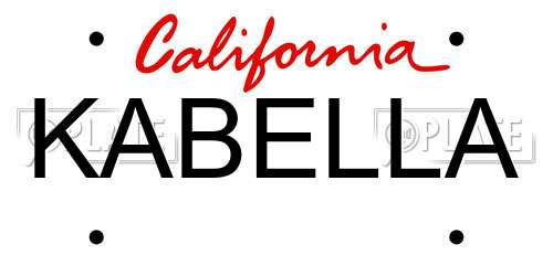 KABELLA California License Plate