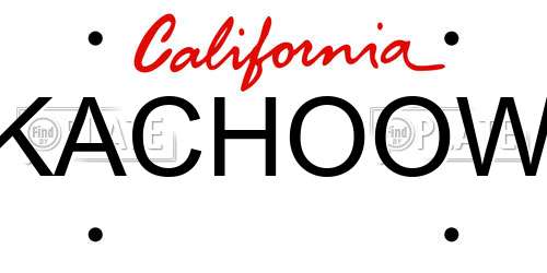 KACHOOW California License Plate