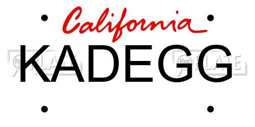 KADEGG California License Plate