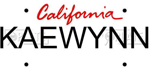 KAEWYNN California License Plate