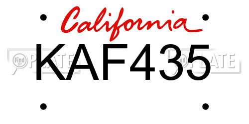 KAF435 California License Plate