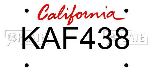 KAF438 California License Plate