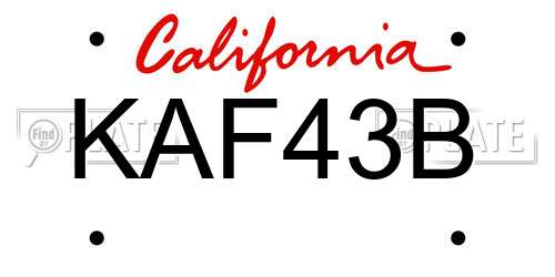 KAF43B California License Plate