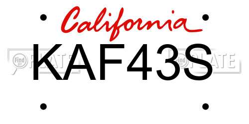 KAF43S California License Plate