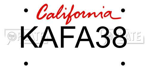 KAFA38 California License Plate