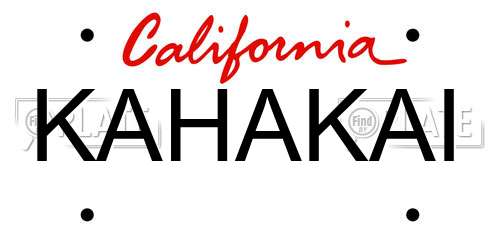 KAHAKAI California License Plate