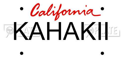 KAHAKII California License Plate