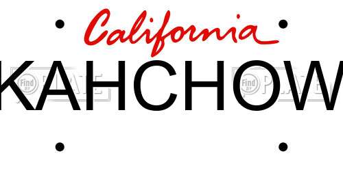 KAHCHOW California License Plate